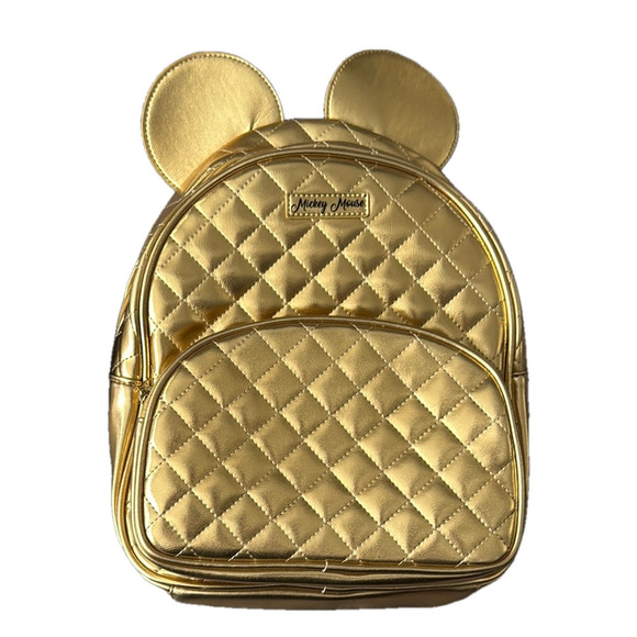 Gold Quilted Disney Mini Backpack with Playful Ears - Picture 1 of 6